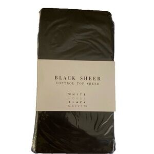 White House Black Market Wom M/L Black Control Top Sheer Pantyhose